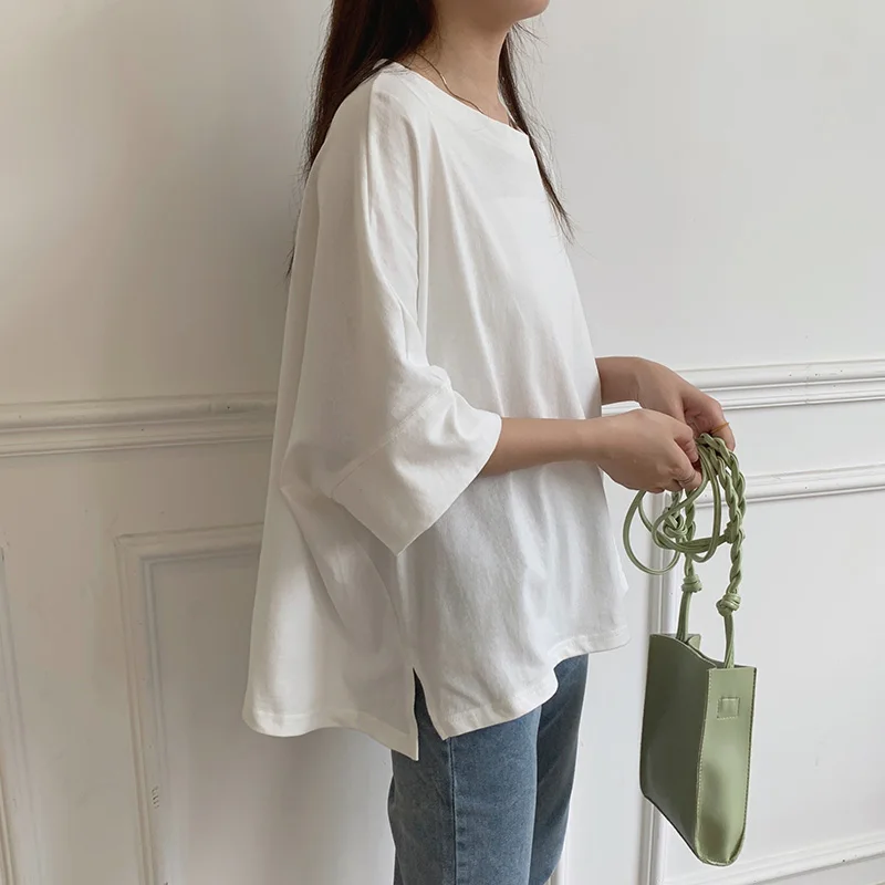 Loose plus Size Kimono Sve T-irt Women Summer Simple Match Pregnant Women's Clothing Cover Belly Slit Color Top - Image 2